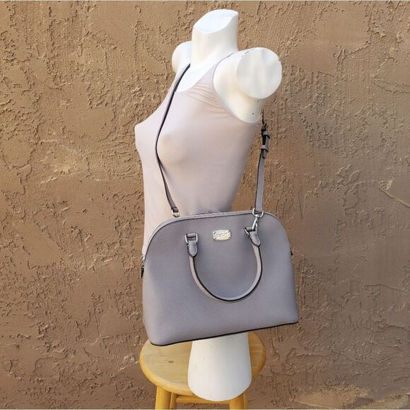 Michael Kors Gray Saffiano Leather Crossbody Satchel - Picture 16 of 17